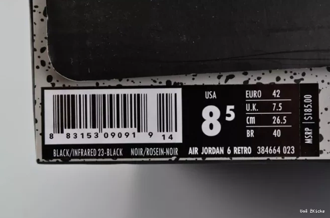 Retro 5627 Infrared 649 Affordable 384664- Black Jordan 6 0623